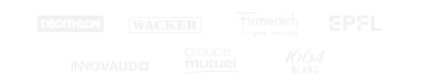 DARE clients: Decathlon, Wacker, Firmenich, EPFL, Innovaud, Groupe Mutuel, 1664 Blanc